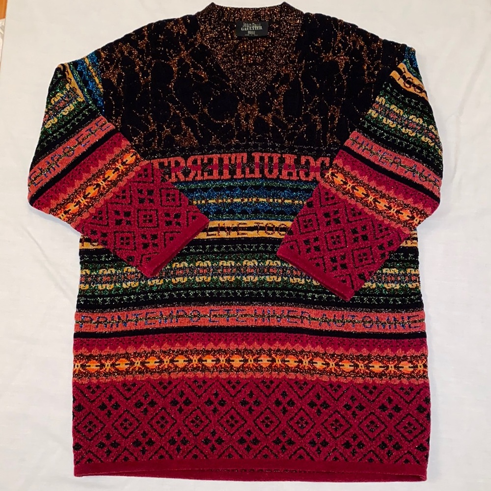 Jean-Paul Gaultier Femme Glitter Over-sized Knit Sweater Multi-color ~ Size M